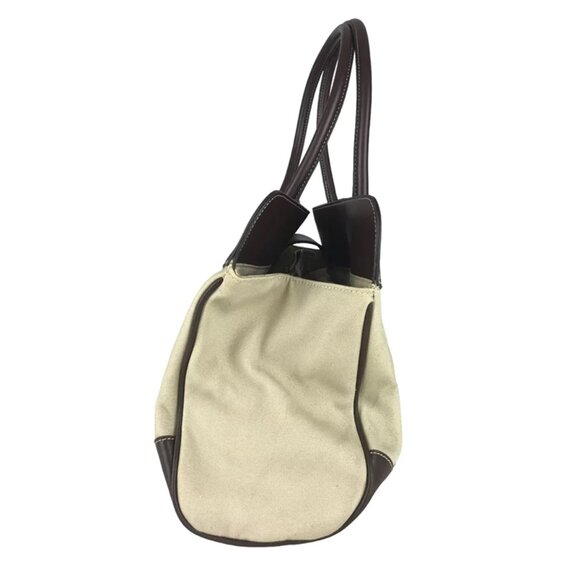 CHAPS Womens Beige Brown Shoulder Strap Inner Pockets Magnetic Tote Bag - Picture 2 of 8